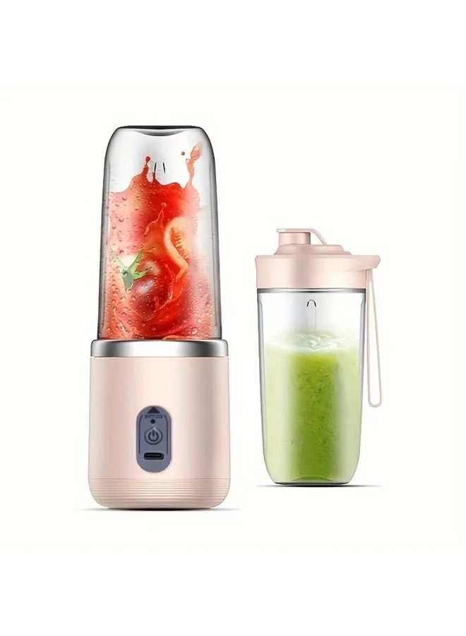 Portable Blender USB Powered Double Cup Pink 21000 RPM Motor Smoothies Shakes Ice Cubes - Image 1