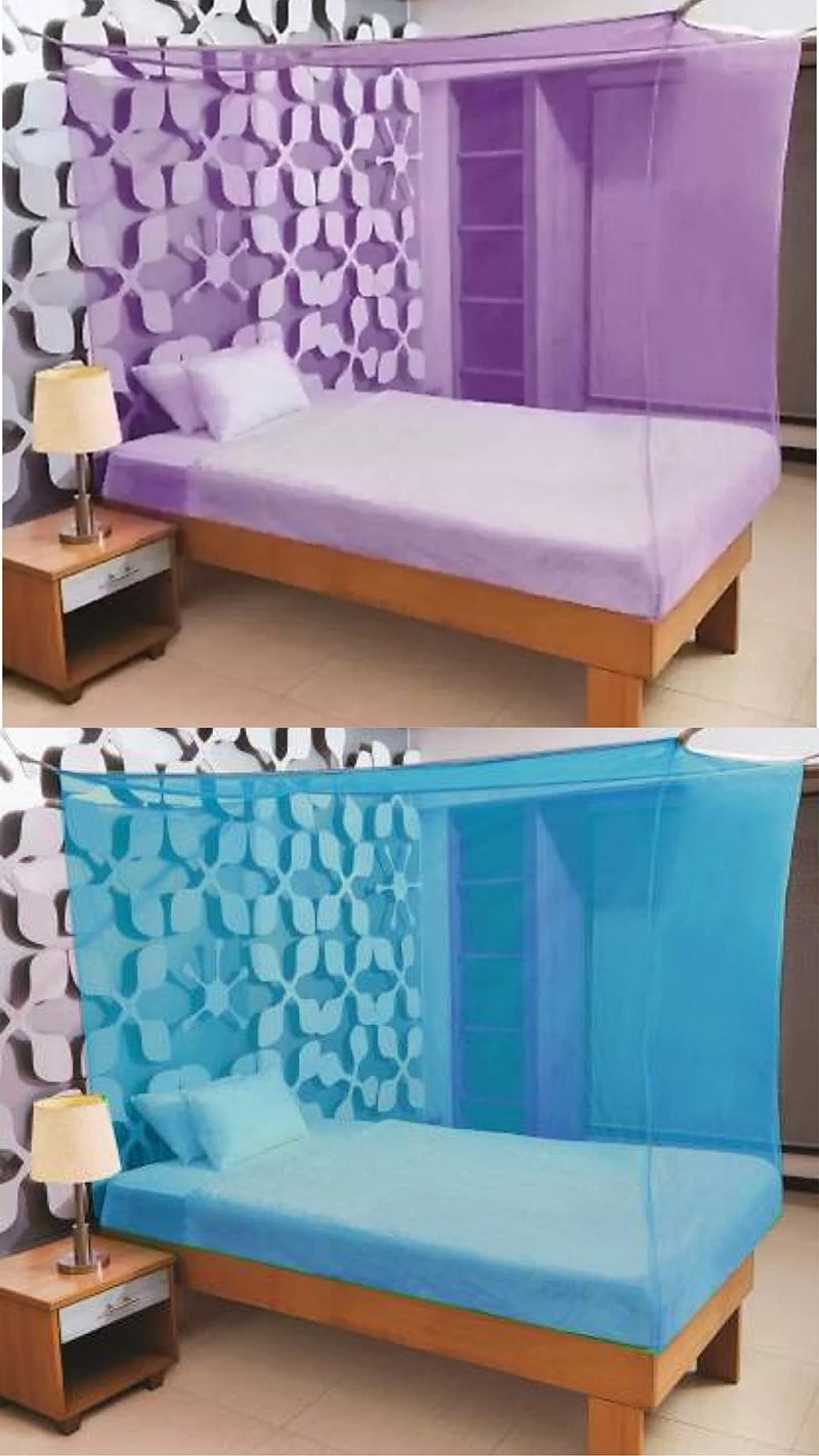 Neekshaa Combo Pack Mosquito Net for Single Bed Polyester Mosquito Net for Baby | Bedroom | Family_Size-6x3 FT_Color-Purple,Blue - Image 1