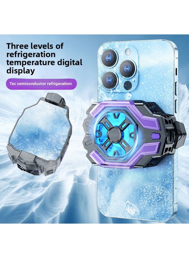 Mobile Phone Radiator Full Set Of Semiconductor Back Clip Dual-core Refrigeration High-power Game Live Dedicated Cooling Artifact-Color:[Digital Display Temperature Three-gear Refrigeration] TEC Enhanced Refrigeration Real-time Temperature Display-SF018  - Image 1