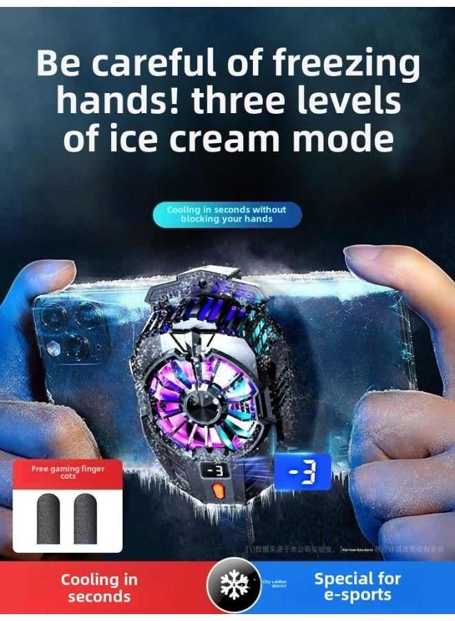 E-sports Dedicated Mobile Phone Radiator Semiconductor Refrigeration Cooling Artifact Game Live Clip Mute Fan Anchor-Colour:[magnetic Suction Model] Three-speed Digital Display★Super Strong Magnetic Suction★Free E-sports Gloves + Magnetic Suction Sheet  - Image 2