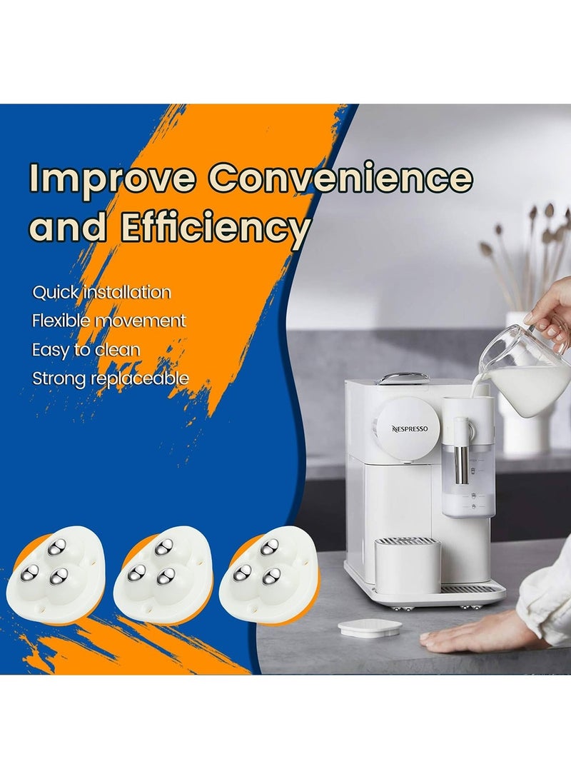 Mmmon 8 Pcs Self Adhesive Caster Wheels, Appliance Rollers with 3 Ball Bearings for Kitchen Appliances, 360° Swivel Universal Wheel Mini Ball Transfer Roller for Storage Box, Small Furniture - Image 4