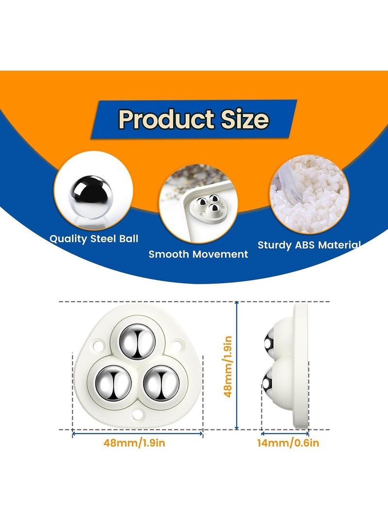 Mmmon 8 Pcs Self Adhesive Caster Wheels, Appliance Rollers with 3 Ball Bearings for Kitchen Appliances, 360° Swivel Universal Wheel Mini Ball Transfer Roller for Storage Box, Small Furniture - Image 2