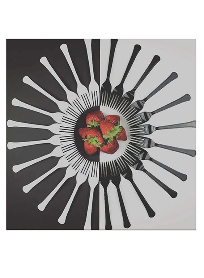RYN Strawberry Themed Wall Art Black/Red/White 30x30cm - Image 2