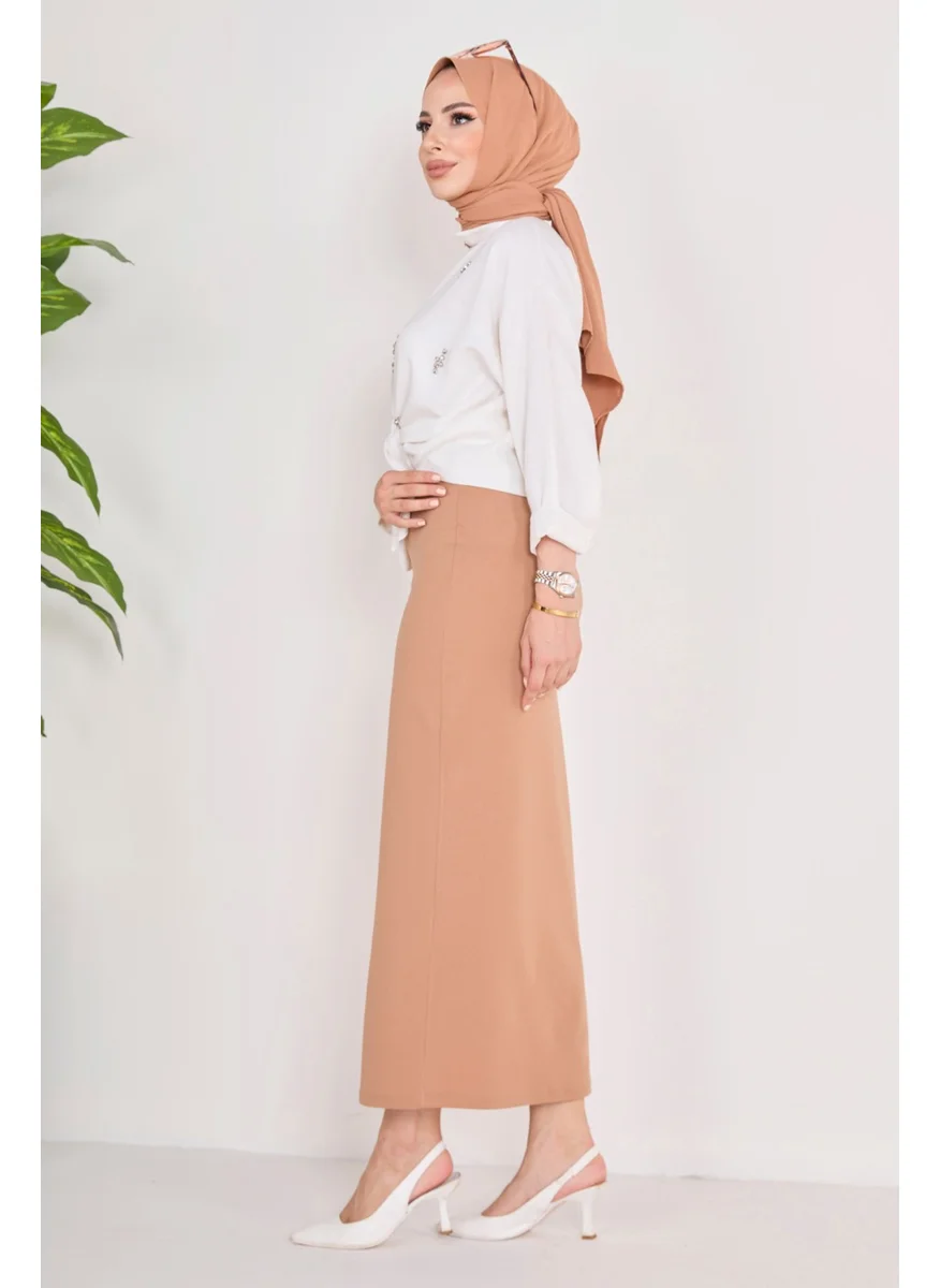 Tofisa 23054-LIGHT-TAN Pencil Skirt