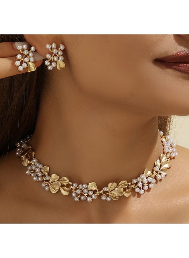 مجموعة قلادات من اللؤلؤ الصناعي بتصميم أوروبي وأمريكي عتيق - Image 1