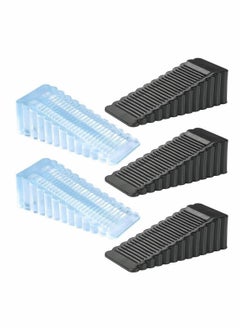 Y&D Door Stopper 5 Pack Rubber Anti-Slip Removable Wedge for Home School Hospital Heavy Duty Security Stopper, Non-Scratching Stop(Transparent and Black)  - Image 1