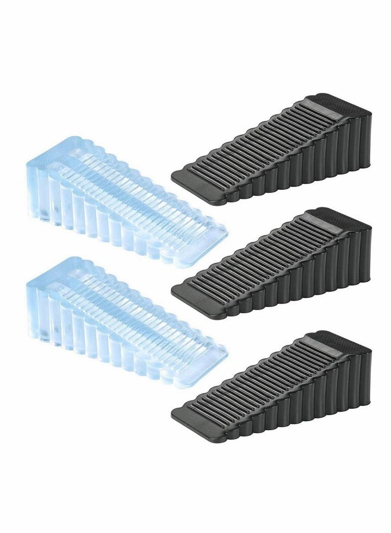 Y&D Door Stopper 5 Pack Rubber Anti-Slip Removable Wedge for Home School Hospital Heavy Duty Security Stopper, Non-Scratching Stop(Transparent and Black)  - Image 1