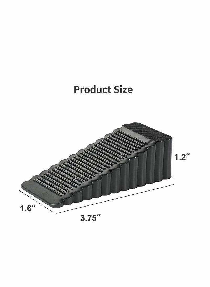 Y&D Door Stopper 5 Pack Rubber Anti-Slip Removable Wedge for Home School Hospital Heavy Duty Security Stopper, Non-Scratching Stop(Transparent and Black)  - Image 2