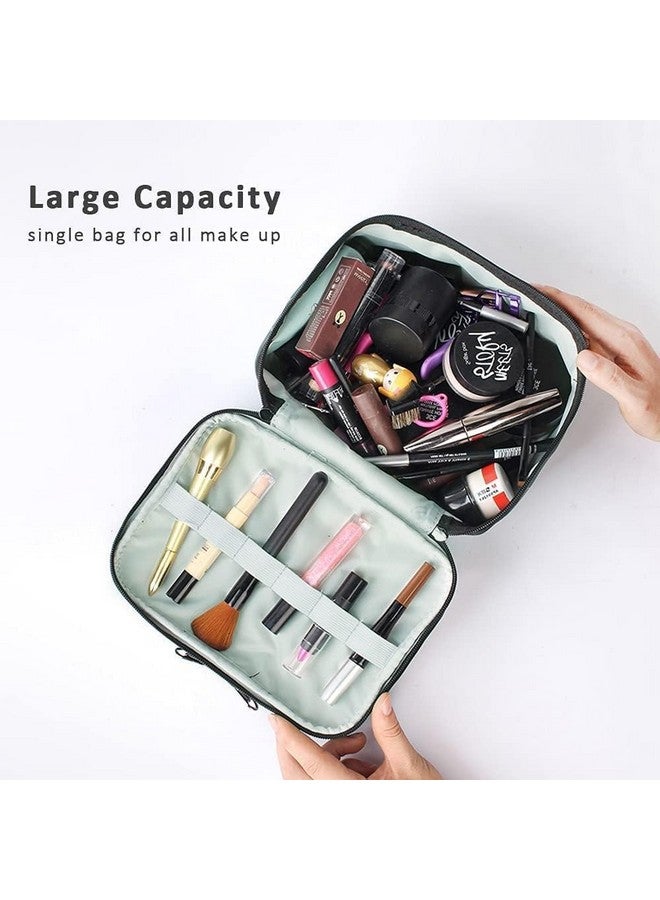 Double Layer Makeup Pouch with Brush Holder, 16 cm, Travel Toiletry Organiser for Women (Sky Blue) - Image 5