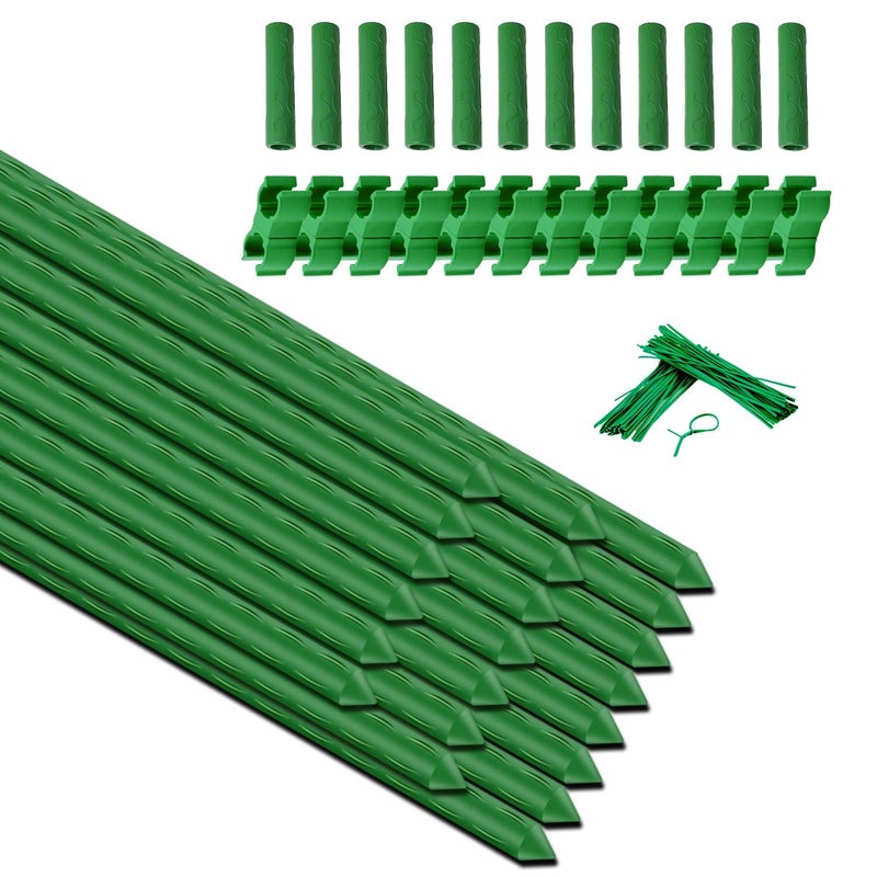 SupKing Sturdy Garden Stakes 18 Inch SupKing DIY 34567ft Tomato Support Stake Green Plastic Coated Metal Tall Plant Stick Poles Plants Trellis for Indoor Outdoor Climbing Cucumber Chili Eggplant20 Packs - Image 2