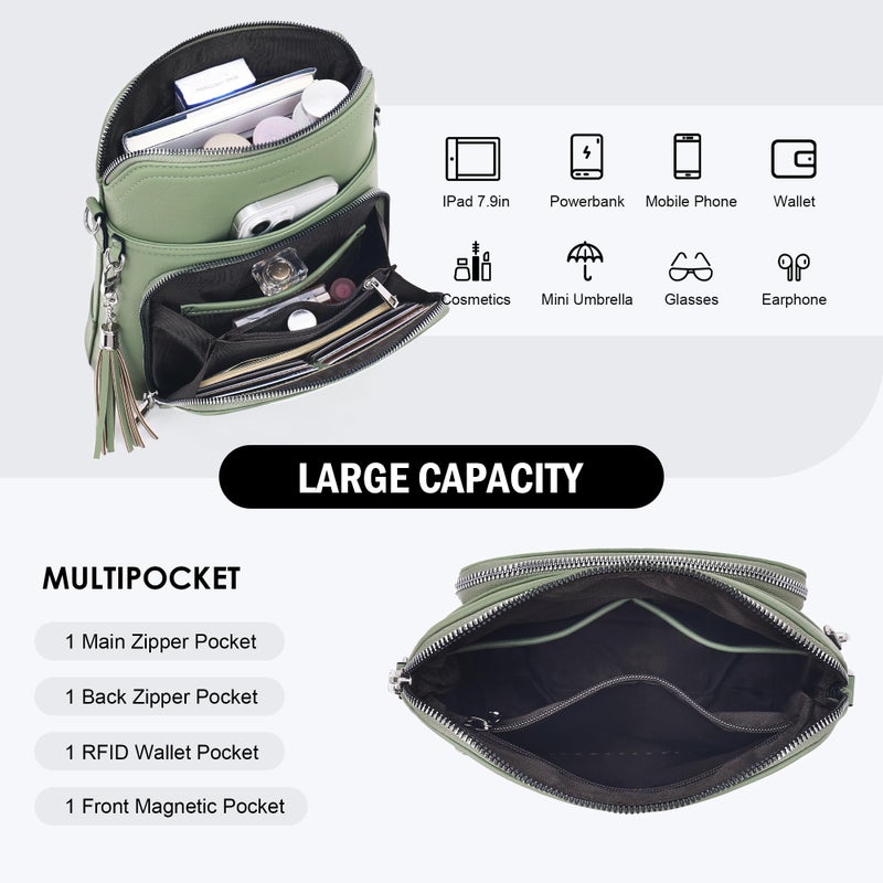 Roulens Crossbody Purse for Women Vegan Leather Medium Crossbody Wallet Bag for Travel Women Shoulder Handbags with Tassel - Image 5