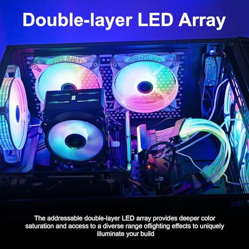 DS leddess DS Static RGB LED 120MM White Case Fan for PC Cases, CPU Coolers, Radiators System (6 Pack RGB Fans kit, DK Series) - Image 3
