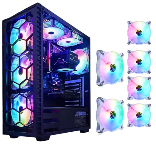 DS leddess DS Static RGB LED 120MM White Case Fan for PC Cases, CPU Coolers, Radiators System (6 Pack RGB Fans kit, DK Series) - Image 1
