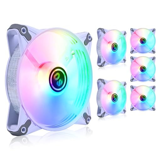 DS leddess DS Static RGB LED 120MM White Case Fan for PC Cases, CPU Coolers, Radiators System (6 Pack RGB Fans kit, DK Series) - Image 2