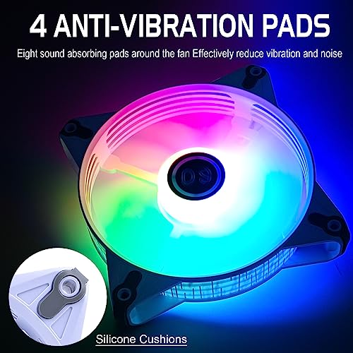 DS leddess DS Static RGB LED 120MM White Case Fan for PC Cases, CPU Coolers, Radiators System (6 Pack RGB Fans kit, DK Series) - Image 5