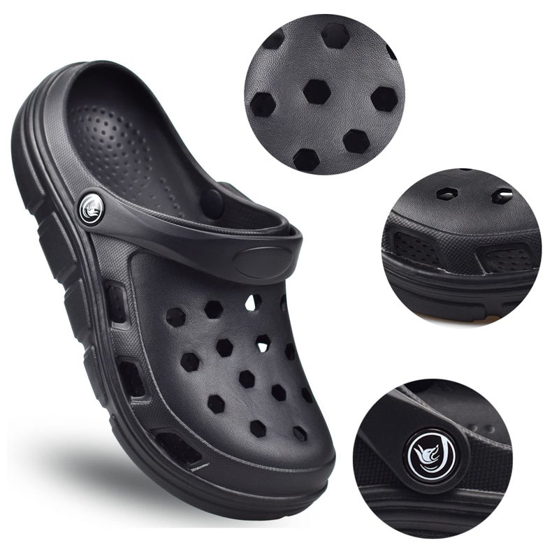 PIMIO Garden Clogs for Women and Men,Slip On Work Shoes with Arch Support,Womens Mens Quick-Dry Water Shoes Casual Sandals,Comfortable Slippers B Black - Image 4