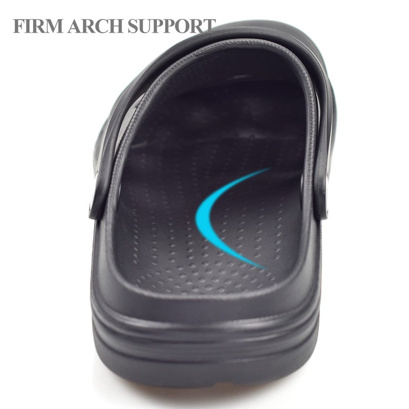 PIMIO Garden Clogs for Women and Men,Slip On Work Shoes with Arch Support,Womens Mens Quick-Dry Water Shoes Casual Sandals,Comfortable Slippers B Black - Image 5