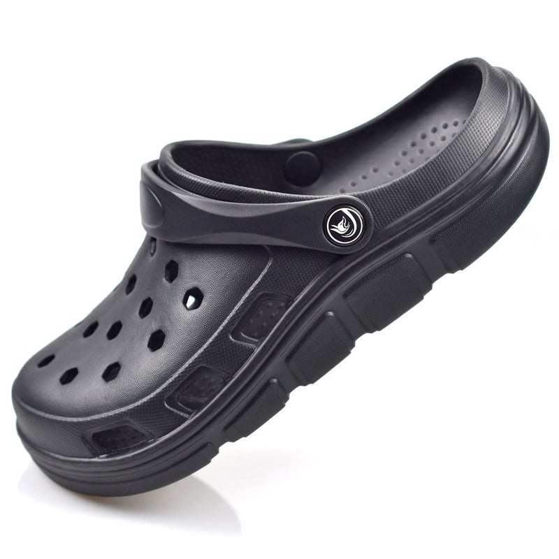 PIMIO Garden Clogs for Women and Men,Slip On Work Shoes with Arch Support,Womens Mens Quick-Dry Water Shoes Casual Sandals,Comfortable Slippers B Black - Image 1