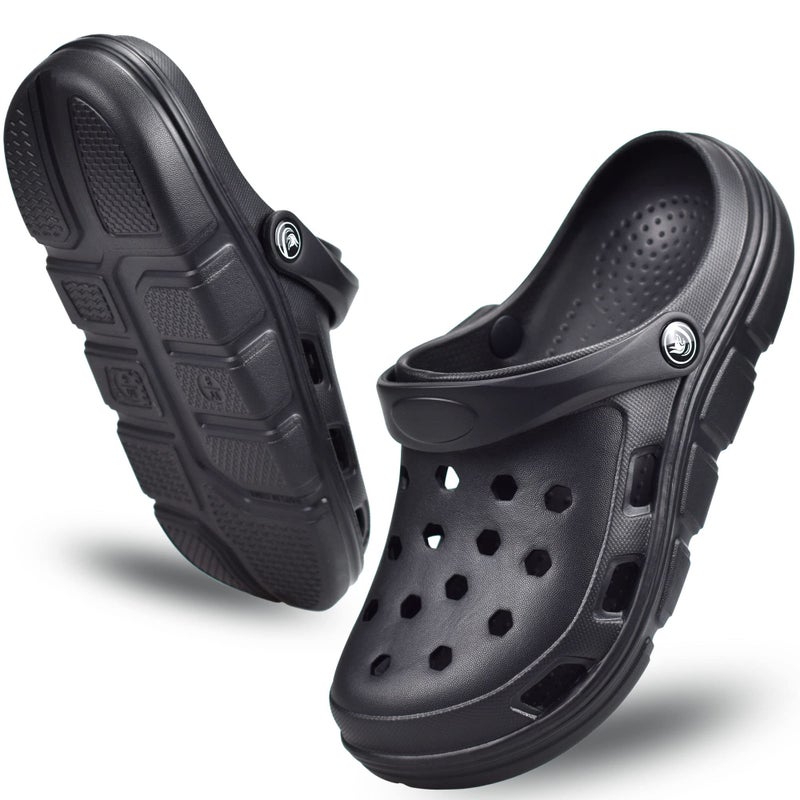 PIMIO Garden Clogs for Women and Men,Slip On Work Shoes with Arch Support,Womens Mens Quick-Dry Water Shoes Casual Sandals,Comfortable Slippers B Black - Image 3