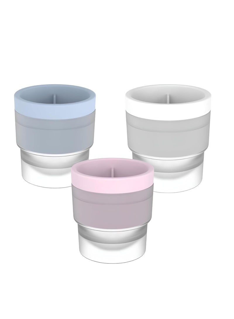 بلان A قالب مكعبات ثلج سيليكون دائري – صانعة كرات ثلج كبيرة للكوكتيلات والويسكي – صندوق ثلج سريع التجميد مع غطاء – قوالب ثلج مستديرة قابلة للتكديس وسهلة الفك لأدوات المطبخ والمشروبات الباردة - Image 1