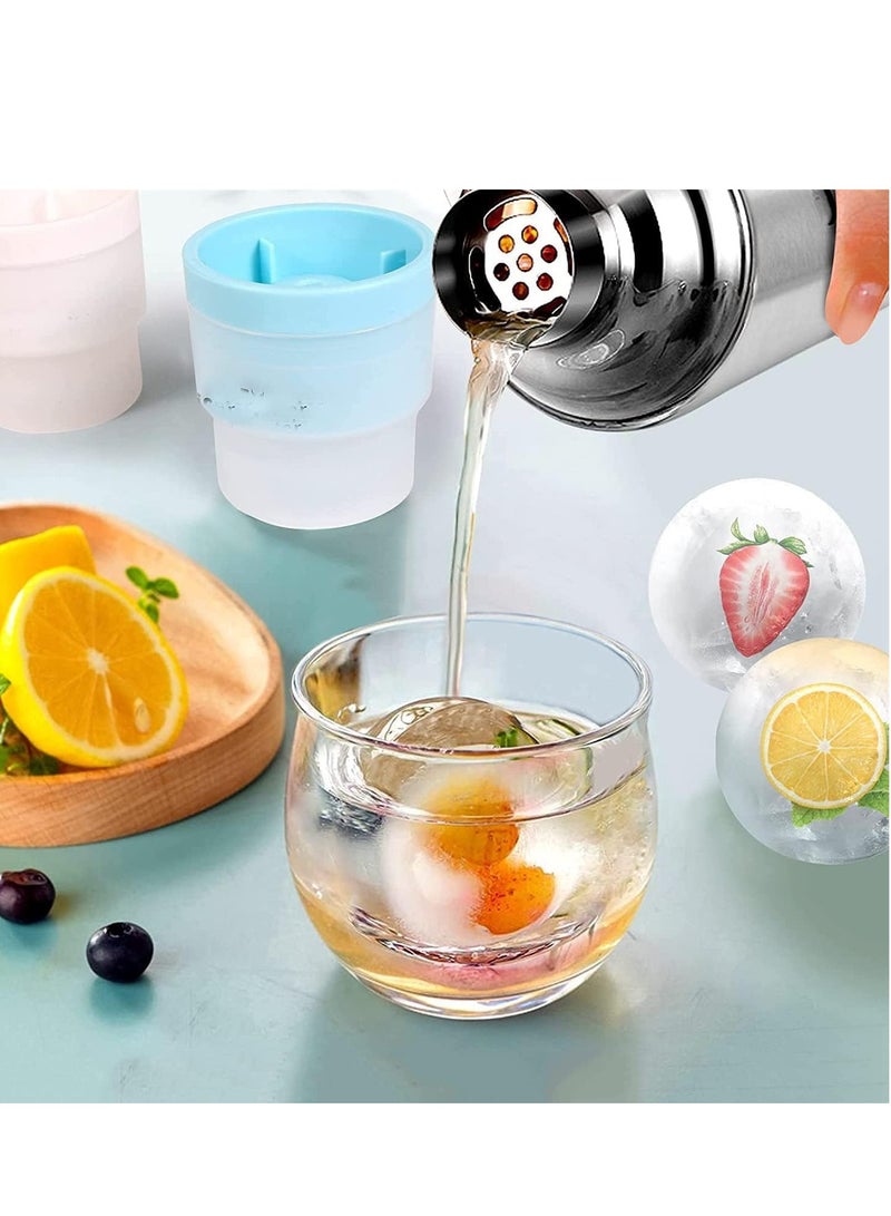 بلان A قالب مكعبات ثلج سيليكون دائري – صانعة كرات ثلج كبيرة للكوكتيلات والويسكي – صندوق ثلج سريع التجميد مع غطاء – قوالب ثلج مستديرة قابلة للتكديس وسهلة الفك لأدوات المطبخ والمشروبات الباردة - Image 2