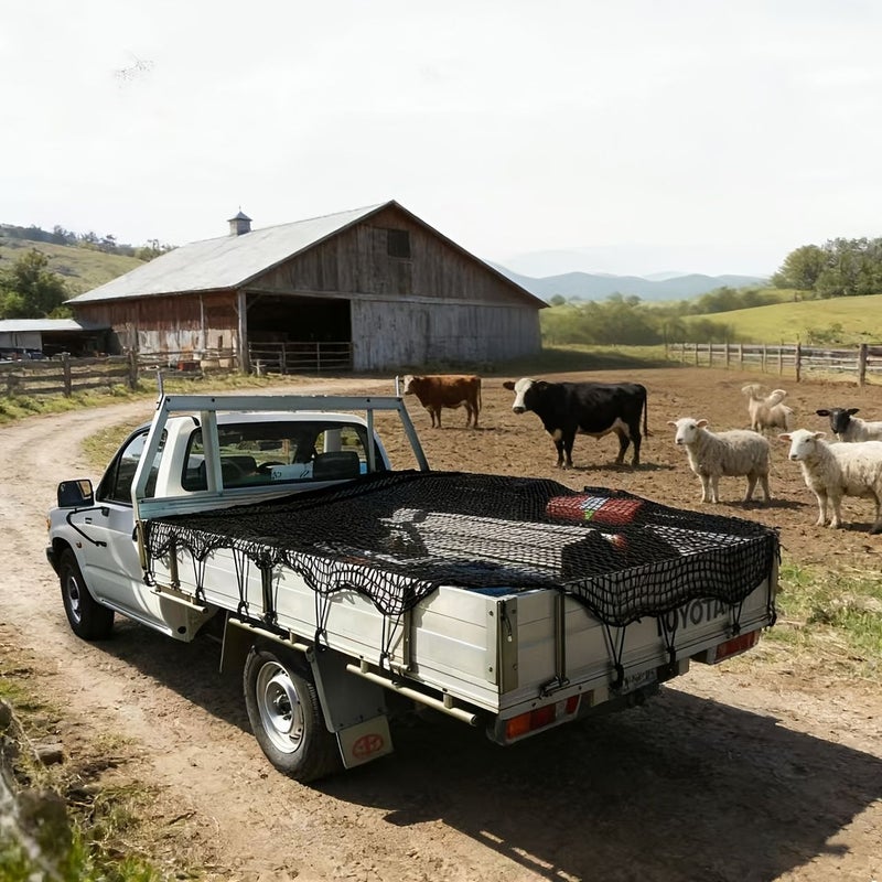 Black Heavy Duty Cargo Net 118x157 Inch Trailer Truck Secure Cover - Image 1
