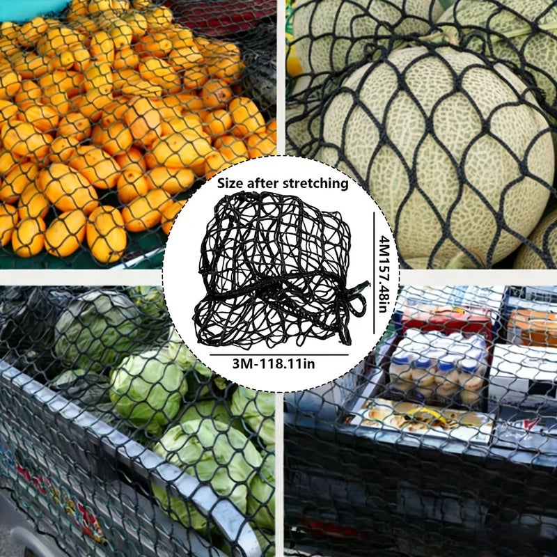Black Heavy Duty Cargo Net 118x157 Inch Trailer Truck Secure Cover - Image 5