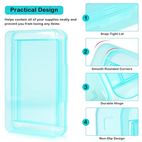 DANRONG Plastic Pencil Box, Large Capacity Pencil Case, Pencil Boxes Double Layer for Kids Adults,Colored Pencil Case,Hard Crayon Box Storage with Snap-Tight Lid for School Office Supplies(Light Blue) - Image 4