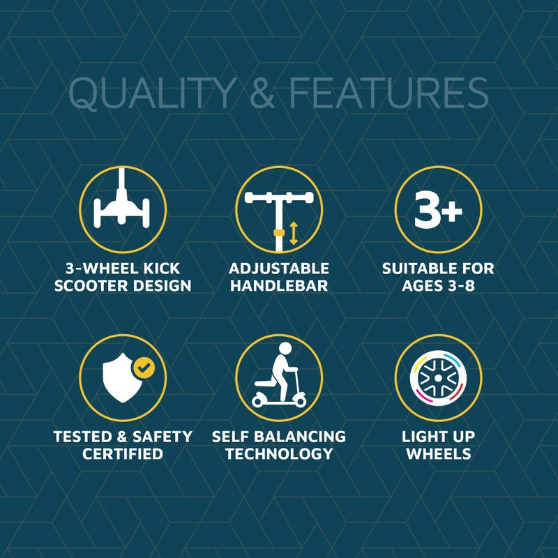 Lifemaster 3-Wheel Kids Scooter with Multi-Color Lights on Deck & Wheels â€“ 5-Height Adjustable Handlebar, Wide Anti-Slip Deck, Child Safety Certified, Boys & Girls Ages 3+ Supports Up to 150 lbs, Blue - Image 5