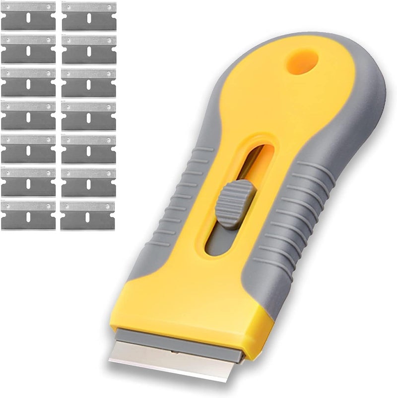 CESITRA Razor Blade Scraper Tool with 15pcs Extra Blades Scraper Tool Paint Stripping Tool Cleaning Tool for Removing Labels Stickers Decals Paint from Glass and Stovetop - Image 1