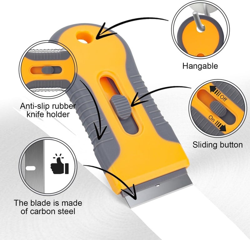 CESITRA Razor Blade Scraper Tool with 15pcs Extra Blades Scraper Tool Paint Stripping Tool Cleaning Tool for Removing Labels Stickers Decals Paint from Glass and Stovetop - Image 4