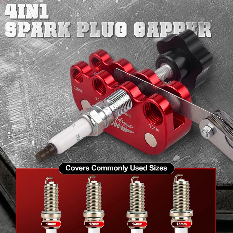 CNRAQR Universal Spark Plug Gap Tool for Most 10mm 12mm 14mm 16mm Spark Plugs with 1 Set Feeler Gauge Red - Image 4