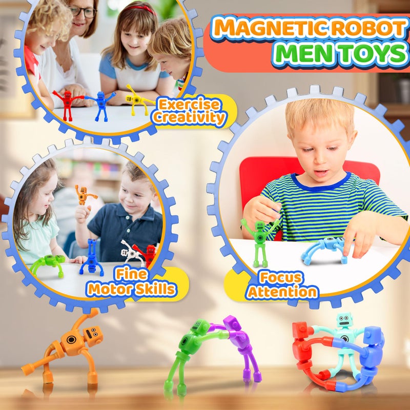 CHESLICR Easter Basket Stuffers for Kids Toddlers Boys 5PC Magnetic Robot Men Travel Toys Airplane Road Trip Car Travel Activities Essential Magnet Fidget Toy for Boy 3 4 5 6 Year Old Valentines Day Gifts - Image 4