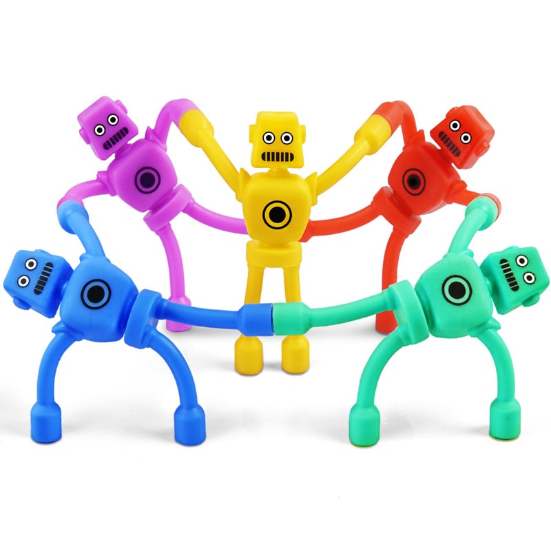 CHESLICR Easter Basket Stuffers for Kids Toddlers Boys 5PC Magnetic Robot Men Travel Toys Airplane Road Trip Car Travel Activities Essential Magnet Fidget Toy for Boy 3 4 5 6 Year Old Valentines Day Gifts - Image 1