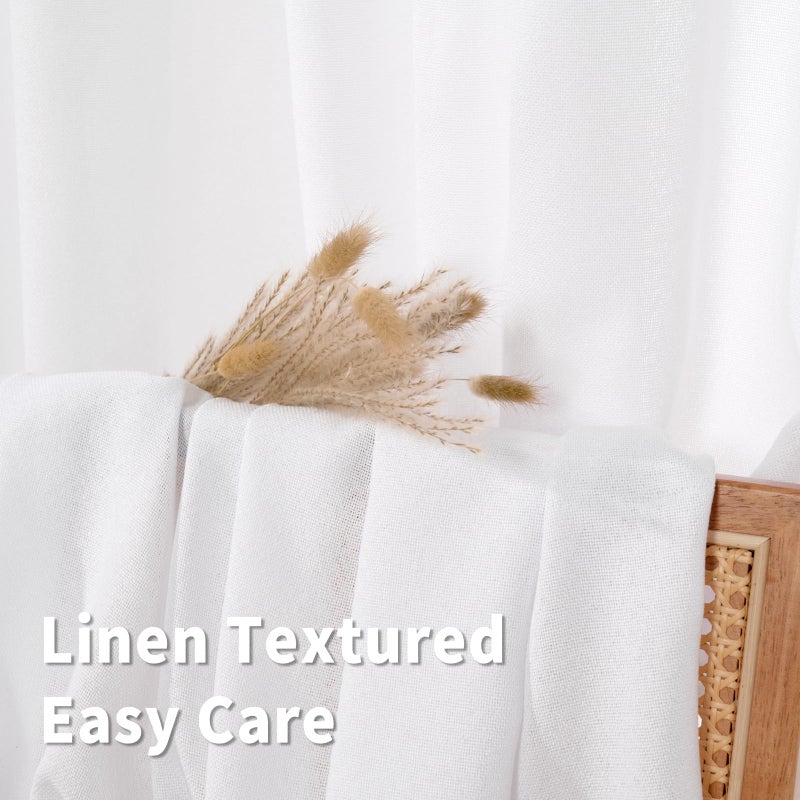 BGment بئسة الستائر البيضاء البيضاء طولها 30 بوصة لنافذة المطبخ فوق قضيب الحوض الجيب تصفية الستائر القصيرة لمقهى الحمام خفيفة الوزن مقاطع الخصوصية 42 × 30 بوصة - Image 2