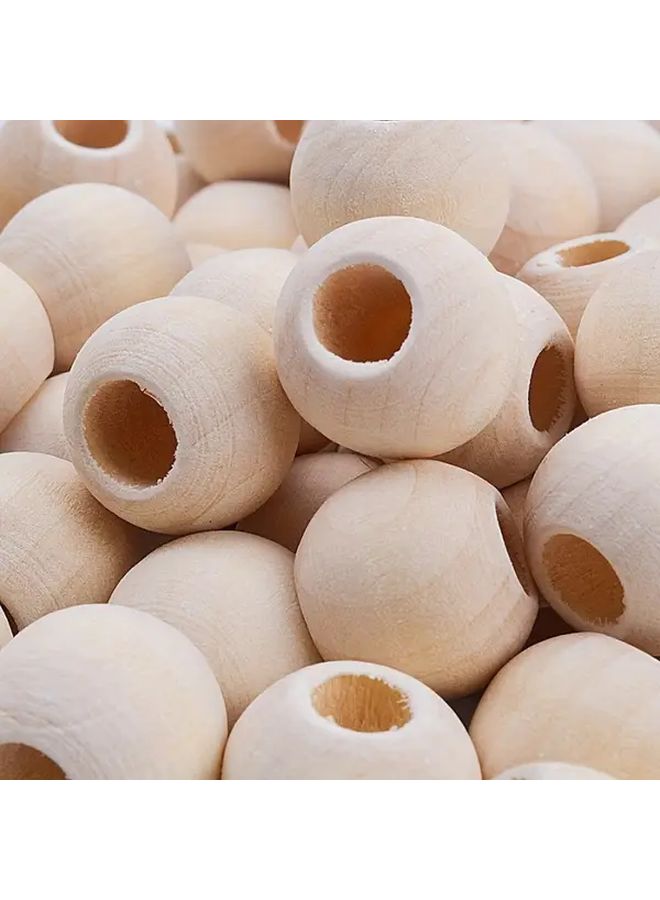 30pcs Large Hole Wooden Beads For Jewelry Making Crafts Home Decor Smooth Round - Image 2