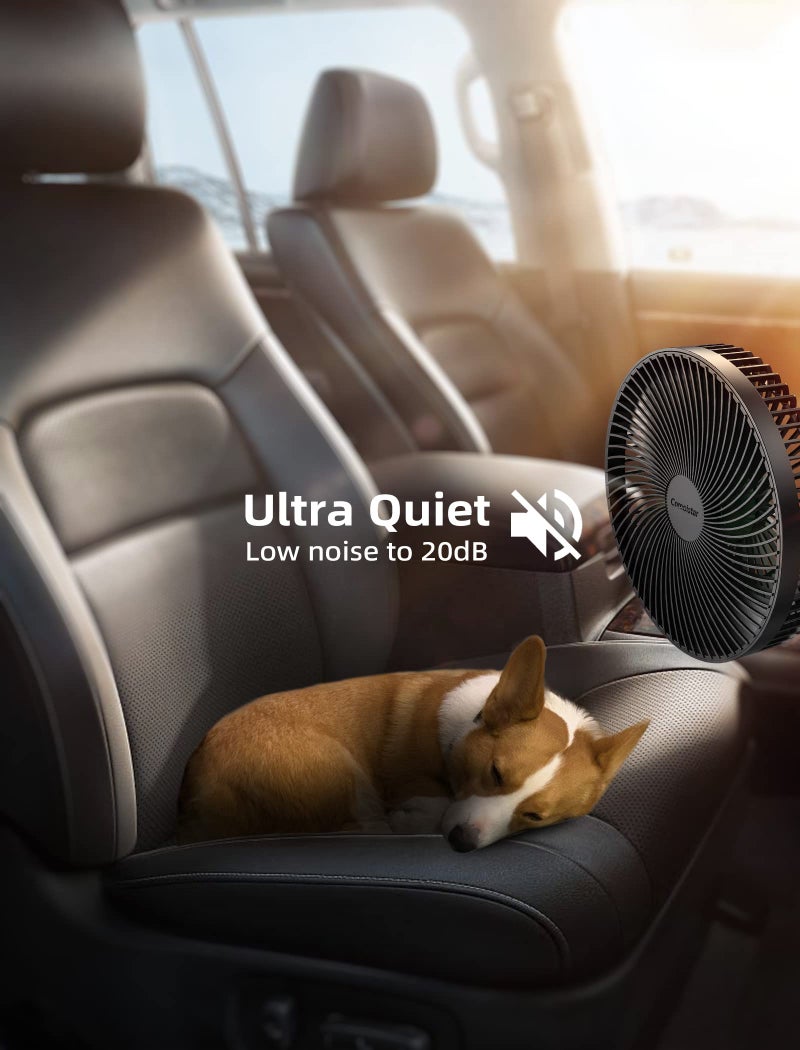 Comoistar 8.5 Inch Portable Car Cooling Fan, 12V/24V Electric Vehicle Fans with Stepless Control, 150° Rotation, Quiet Air Circulator Fan with Cigarette Lighter for SUV, RV, Truck, Boat for Rear Seat, Headrest - Image 4