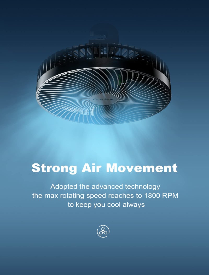 Comoistar 8.5 Inch Portable Car Cooling Fan, 12V/24V Electric Vehicle Fans with Stepless Control, 150° Rotation, Quiet Air Circulator Fan with Cigarette Lighter for SUV, RV, Truck, Boat for Rear Seat, Headrest - Image 2