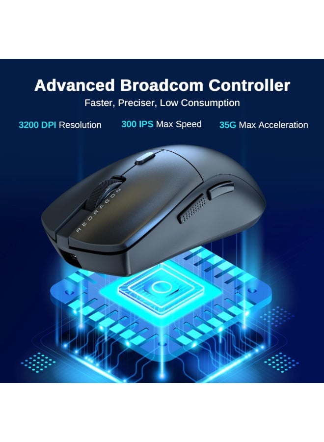 REDRAGON M815 STD 3-Mode Wireless,Bluetooth, Optical Sensor 12,000 DPI  Lightweight 54G , Full Programmable Buttons, Software Supports  - Image 4
