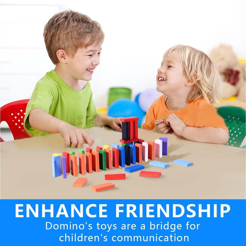 OBTANIM 600 Pcs Colorful Wooden Domino Blocks Set Tile Bulk Building Racing Stacking Games Educational Toys for Kids Birthday Party Favor - Image 5