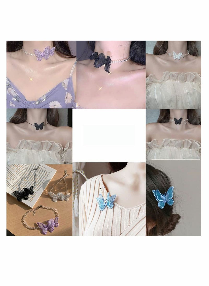 Y&D Butterfly Lace Trim, KASTWAVE 3D Double Layers Organza Patches Fabric Sewing Embroidery, DIY for Party, Wedding, Bridal, Women, Dress Decoration (10pcs Blue Butterfly)  - Image 2