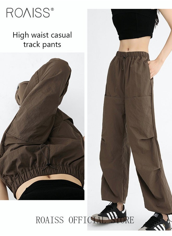 roaiss Women HighWaisted Utility Pants Casual Drawstring Jogger Leg Shaping Fashionable Slimming Flowy Wide Leg Versatile and Stylish  - Image 3