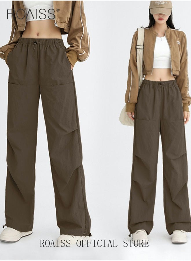 roaiss Women HighWaisted Utility Pants Casual Drawstring Jogger Leg Shaping Fashionable Slimming Flowy Wide Leg Versatile and Stylish  - Image 5