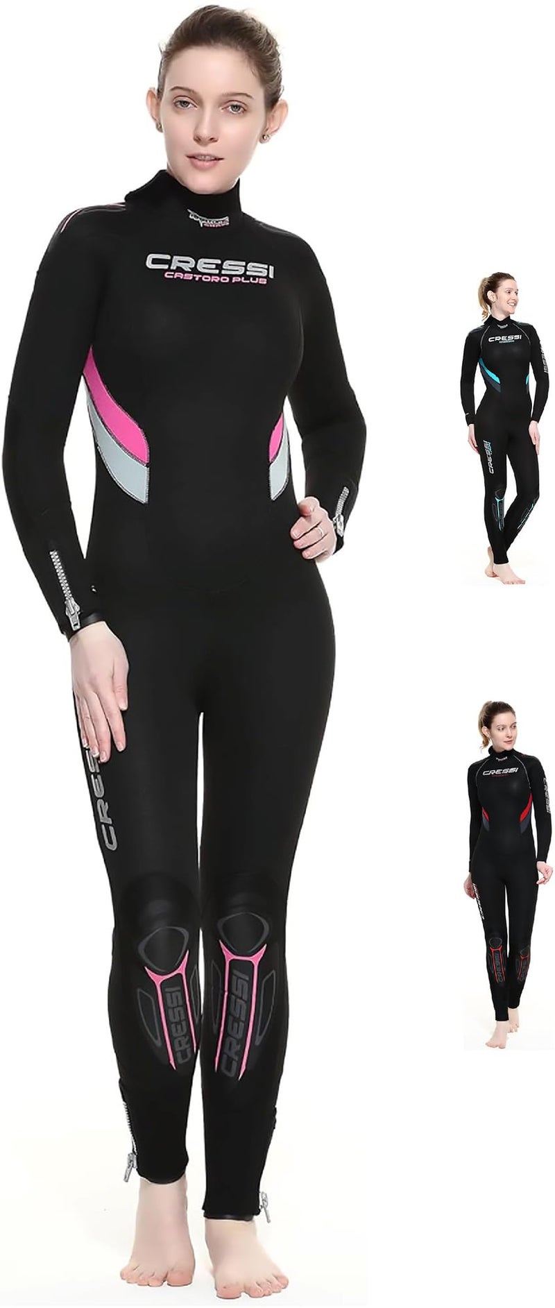 Cressi Cressi CASTORO LADY MONOPIECE WETSUIT BLACK/PINK 5mm M/3  - Image 1