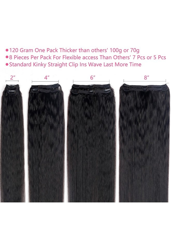 Mihugass - Mihugass Clip in Hair Extensions Real Human Hair Clip ins Double Weft Kinky Straight Clip ins for Women 120g 8pcs Clip on Hair Extensions Human Hair (18 Inch) - Image 1