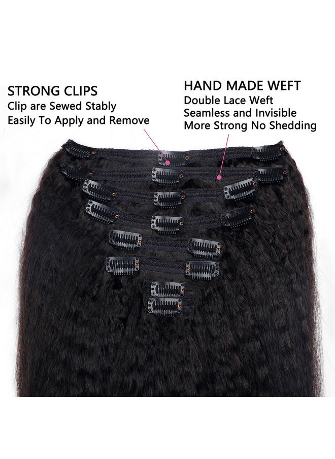 Mihugass - Mihugass Clip in Hair Extensions Real Human Hair Clip ins Double Weft Kinky Straight Clip ins for Women 120g 8pcs Clip on Hair Extensions Human Hair (18 Inch) - Image 1