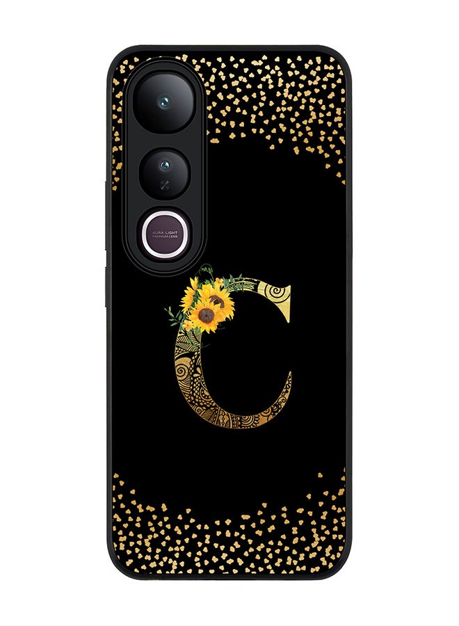 Stylizedd For vivo V50 Lite Case,Slim fit Camera Protection, Shockproof Thin Phone cover  - Custom Floral Monogram - C ( Black )
