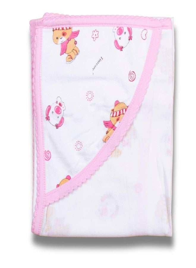 Tinycare Cotton Bath Hooded Towel for New Born, Extra Soft Terry Fabric Printed Towel for Kids/Toddler/Infants 72 x 72cm, Quick Absorbent, Reusable Napkins Bathing Towels (Pink- 1P) 0-12 Months - Image 1