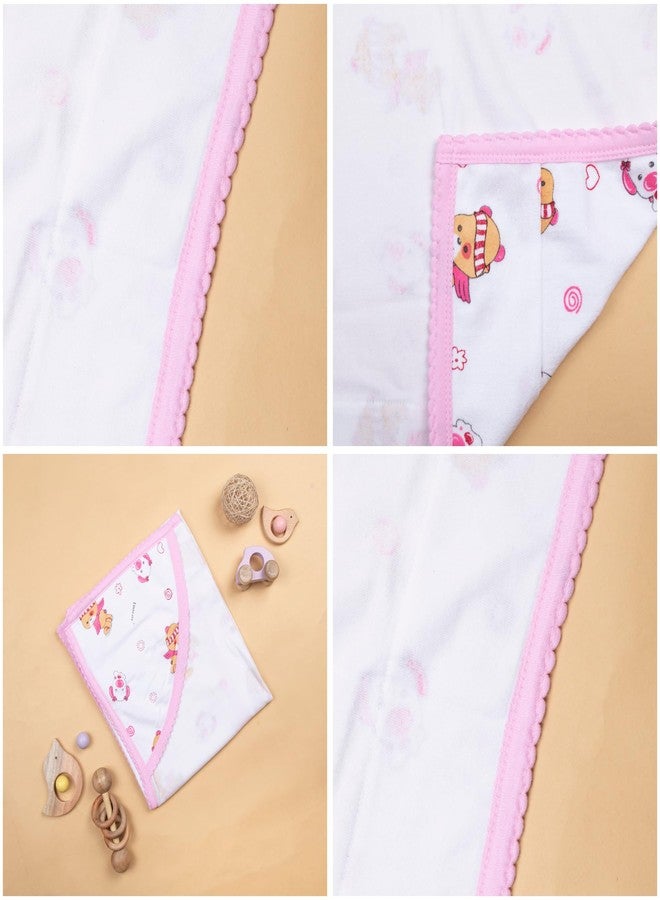 Tinycare Cotton Bath Hooded Towel for New Born, Extra Soft Terry Fabric Printed Towel for Kids/Toddler/Infants 72 x 72cm, Quick Absorbent, Reusable Napkins Bathing Towels (Pink- 1P) 0-12 Months - Image 5