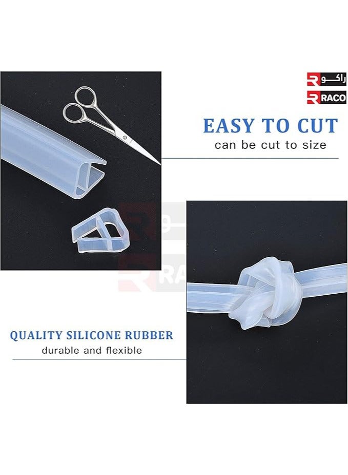 RACO Glass Door Seal Replacement PVC Splash Guard Seal Strip PVC Silicone Lip Seal for Frameless Glass 1.1 Meter x 2Pcs 10 mm, Round Lip  - Image 3